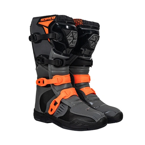 SCOYCO MBM009-2 ALL-WEATHER MOTORCYCLE BOOTS GREY/ORANGE
