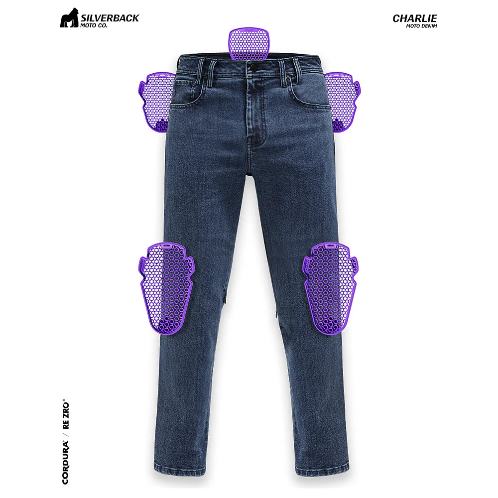 SILVERBACK CHARLIE MOTORCYCLE RIDING DENIM WASHED BLUE