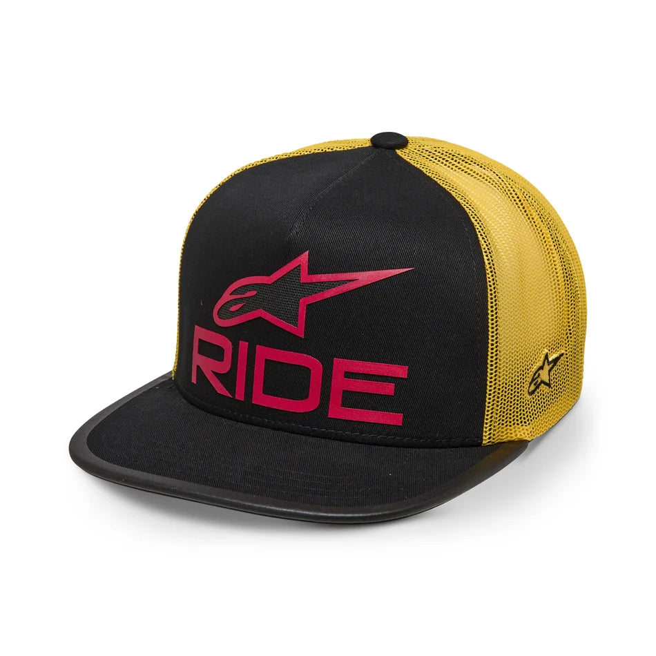 ALPINESTARS RIDE 4.0 TRUCKER HAT-BLACK YELLOW RED