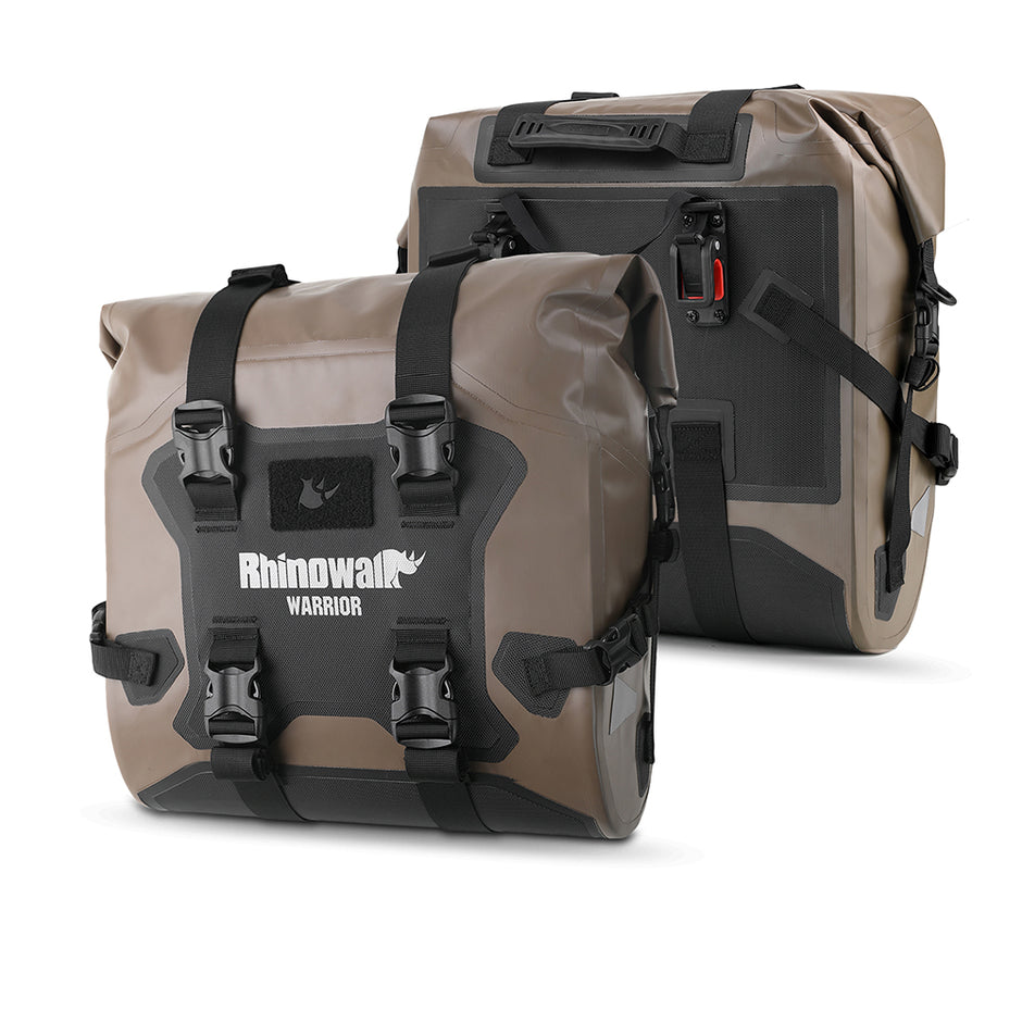 RHINOWALK WARRIOR SERIES 24L(Each) WATERPROOF MOTORCYCLE SIDE BAGS-BROWN