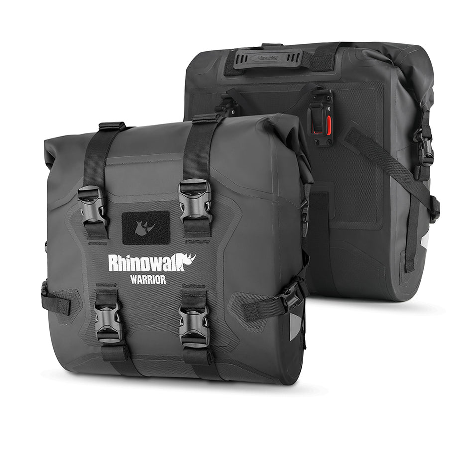 RHINOWALK WARRIOR SERIES 24L(Each) WATERPROOF MOTORCYCLE SIDE BAGS-BLACK