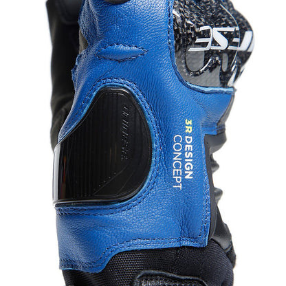 DAINESE CARBON 4 SHORT LEATHER GLOVES - RACING-BLUE / BLACK / FLUO-YELLOW
