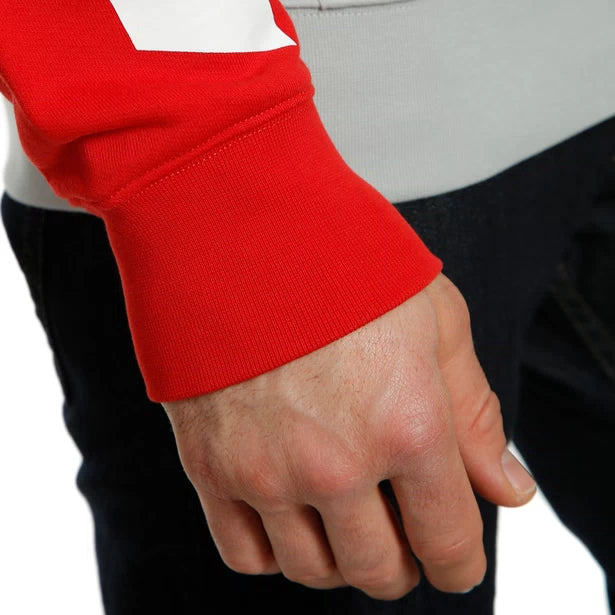 DAINESE PADDOCK FULL-ZIP HOODIE GLACIER-GRAY/LAVA-RED/BLACK