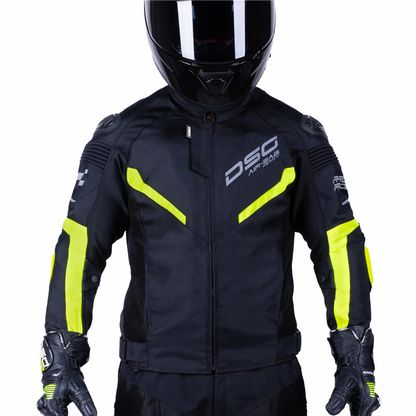 DSG RACE PRO V2 RIDING JACKET BLACK YELLOW FLUO