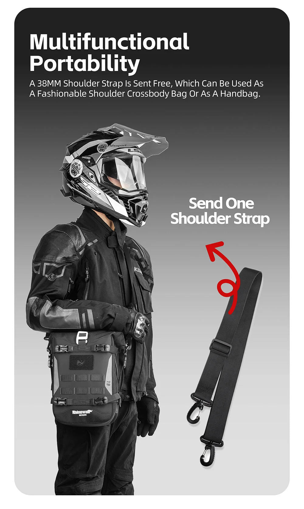 RHINOWALK MECHANIC SERIES 6L CRASH BAR BAG WITH WATERPROOF LINER
