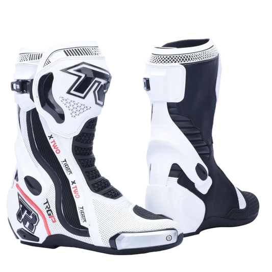 TIGER RACING XTWO RACING BOOTS - WHITE BLACK