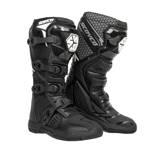 SCOYCO MBM009-2  ALL-WEATHER MOTORCYCLE BOOTS BLACK/WHITE