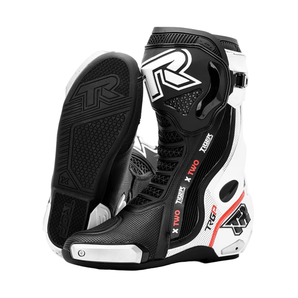 TIGER RACING XTWO RACING BOOTS -BLACK WHITE