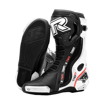 TIGER RACING XTWO RACING BOOTS -BLACK WHITE