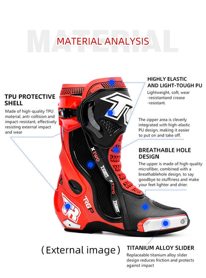 TIGER RACING XTWO RACING BOOTS -BLACK WHITE