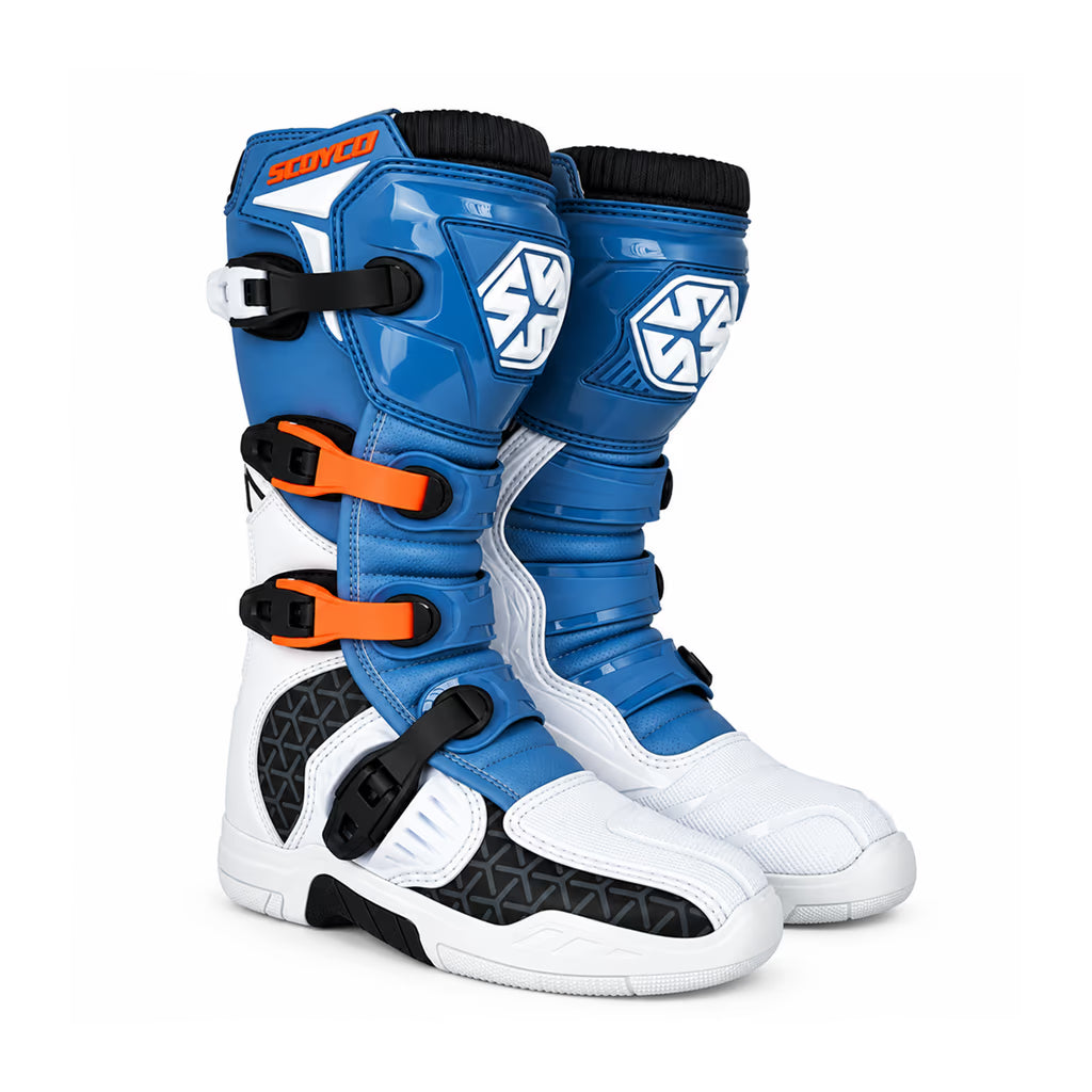 SCOYCO MBM009 ALL-WEATHER MOTORCYCLE BOOTS WHITE/GREY