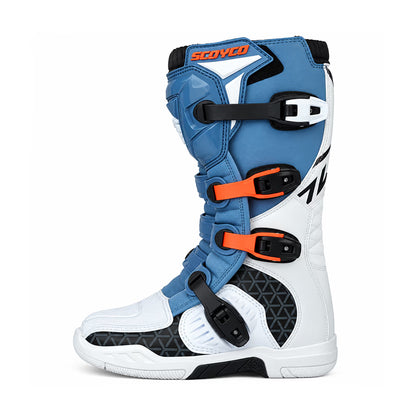 SCOYCO MBM009 ALL-WEATHER MOTORCYCLE BOOTS WHITE/GREY