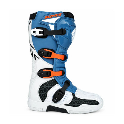 SCOYCO MBM009 ALL-WEATHER MOTORCYCLE BOOTS WHITE/GREY