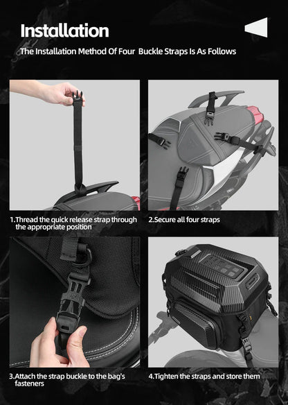 RHINOWALK 23–35L EXPANDABLE ABS TAIL BAG- MATTE BLACK