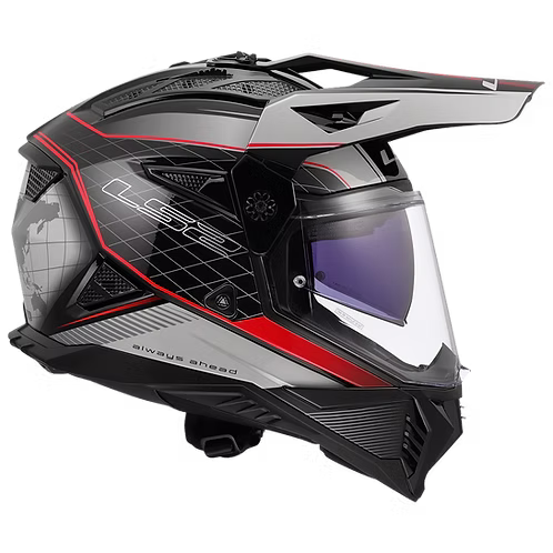 LS2 MX436 PIONEER II 100th MERIDIAN GLOSS BLACK GREY RED