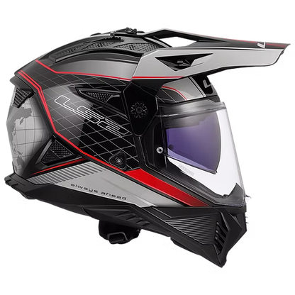 LS2 MX436 PIONEER II 100th MERIDIAN GLOSS BLACK GREY RED