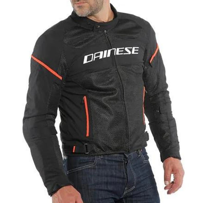 DAINESE AIR FRAME D1 TEX JACKET-BLACK/WHITE/FLUO-RED
