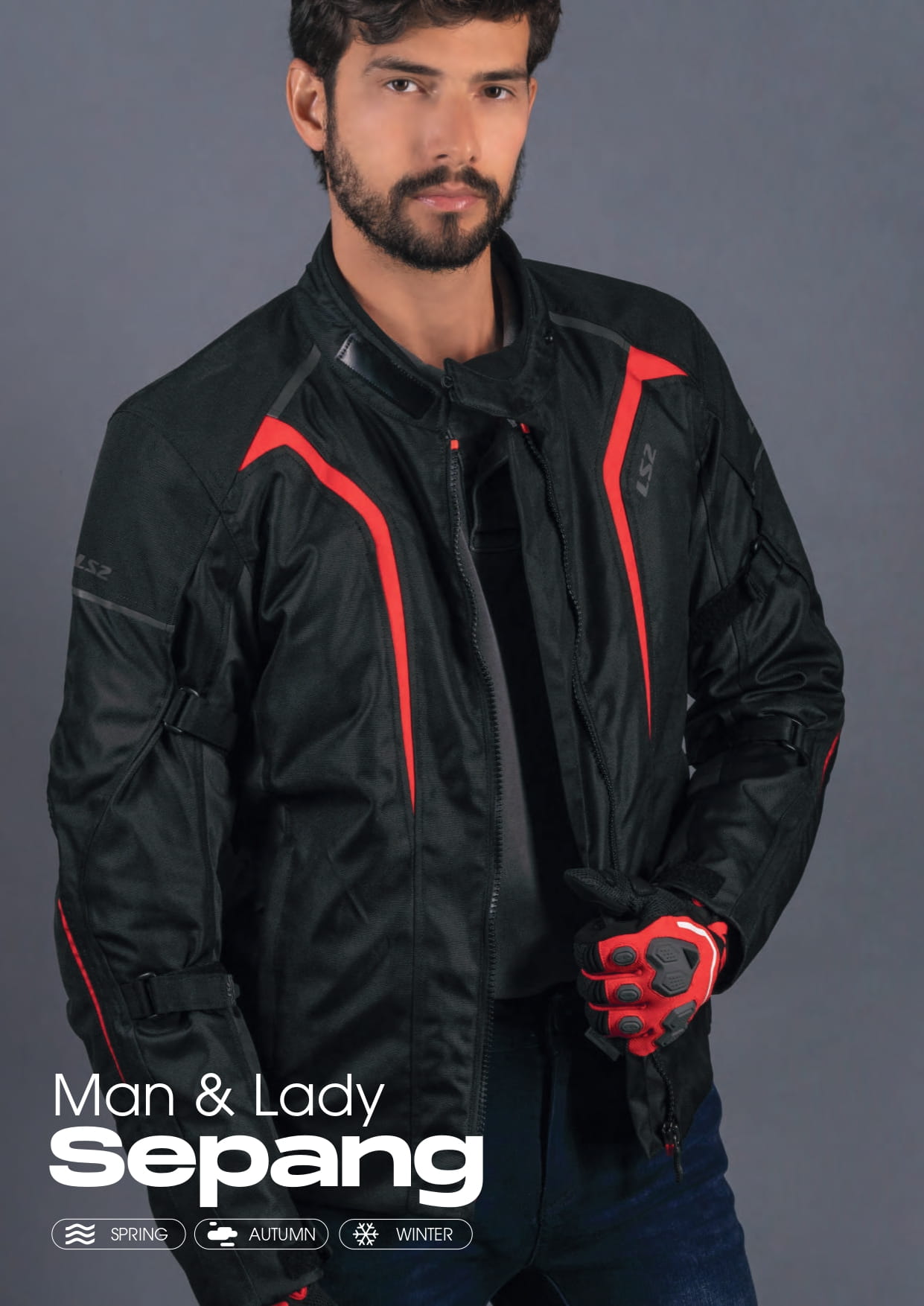 LS2 SEPANG BLACK RED JACKET
