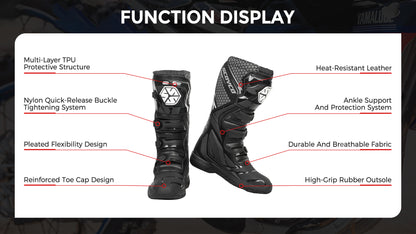 SCOYCO MBM009-2  ALL-WEATHER MOTORCYCLE BOOTS BLACK/WHITE