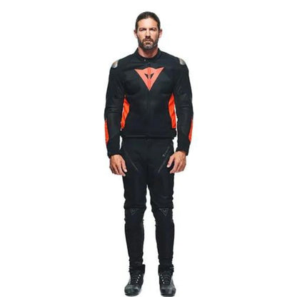 DAINESE ENERGYCA AIR TEX JACKET-BLACK/FLURO-RED