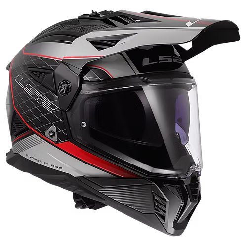 LS2 MX436 PIONEER II 100th MERIDIAN GLOSS BLACK GREY RED