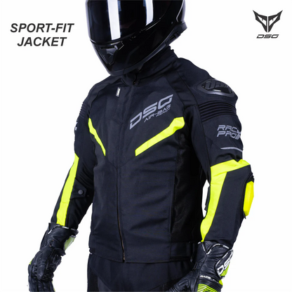 DSG RACE PRO V2 RIDING JACKET BLACK YELLOW FLUO