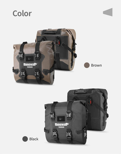 RHINOWALK WARRIOR SERIES 24L(Each) WATERPROOF MOTORCYCLE SIDE BAGS-BLACK