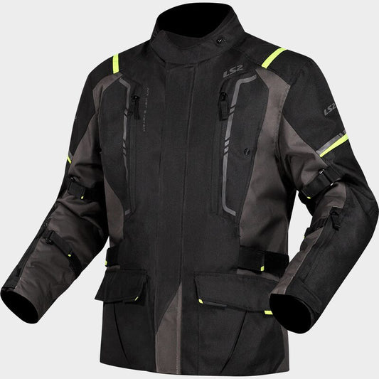 LS2 NARVIK WOMEN'S RIDING JACKET- BLACK GREY HI VIZYELLOW