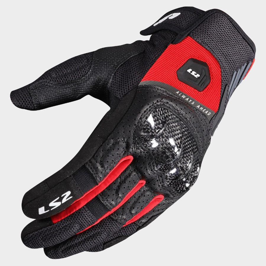 LS2 ATOM GLOVES BLACK RED