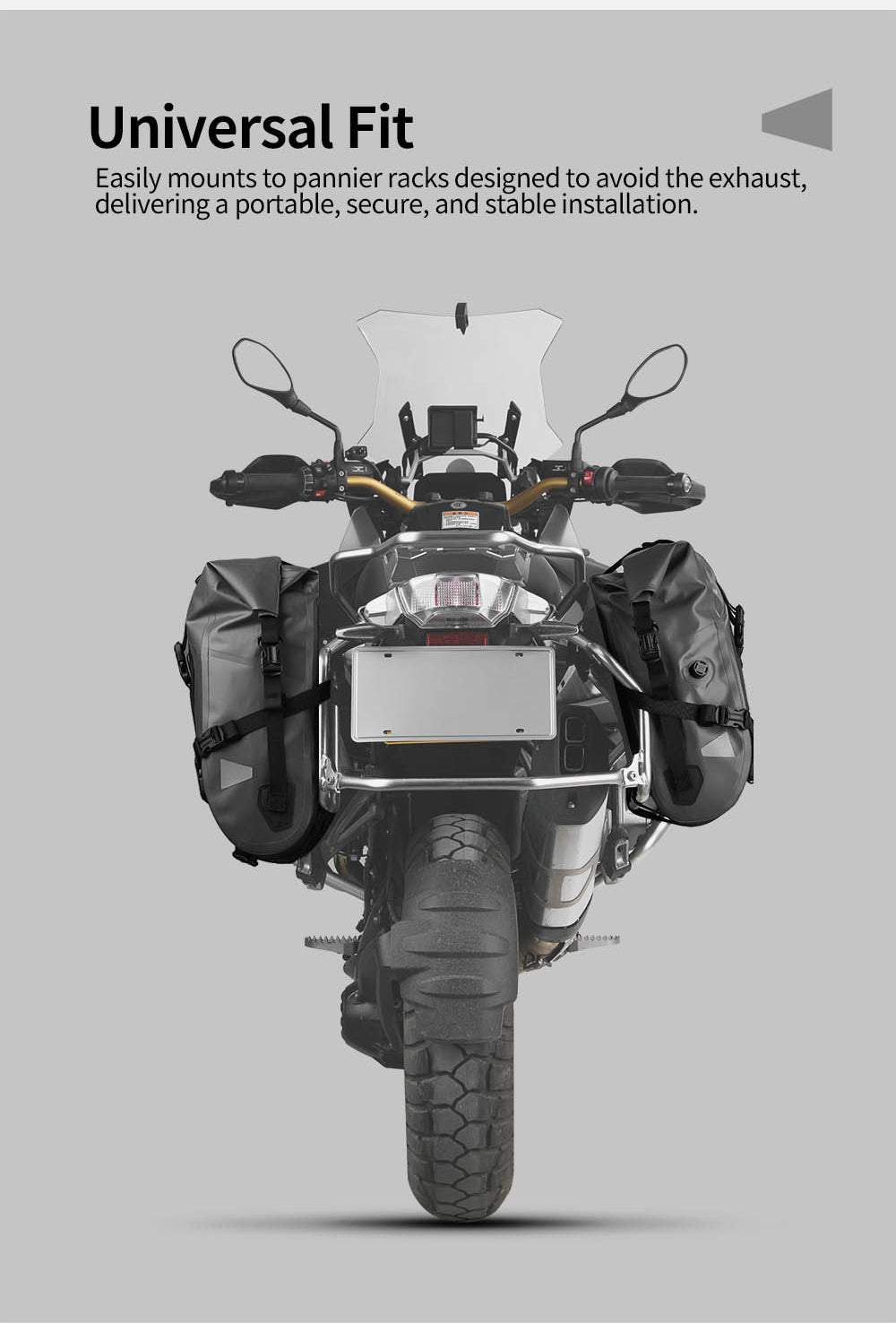 RHINOWALK WARRIOR SERIES 24L(Each) WATERPROOF MOTORCYCLE SIDE BAGS-BLACK