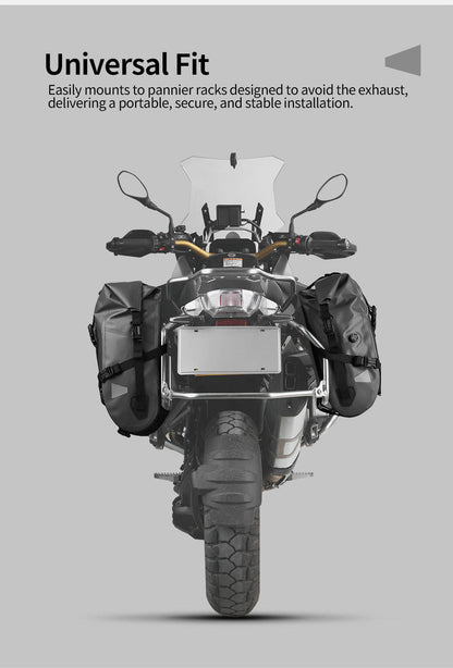 RHINOWALK WARRIOR SERIES 24L(Each) WATERPROOF MOTORCYCLE SIDE BAGS-BLACK