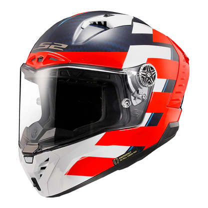 LS2 FF805 THUNDER CARBON GP ALLIANCE GLOSS RED BLUE WHITE (FIM Certified)
