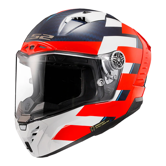 LS2 FF805 THUNDER CARBON GP ALLIANCE GLOSS RED BLUE WHITE (FIM Certified)