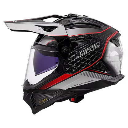 LS2 MX436 PIONEER II 100th MERIDIAN GLOSS BLACK GREY RED