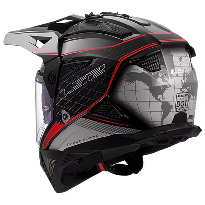 LS2 MX436 PIONEER II 100th MERIDIAN GLOSS BLACK GREY RED