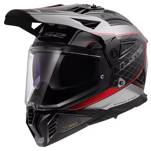 LS2 MX436 PIONEER II 100th MERIDIAN GLOSS BLACK GREY RED