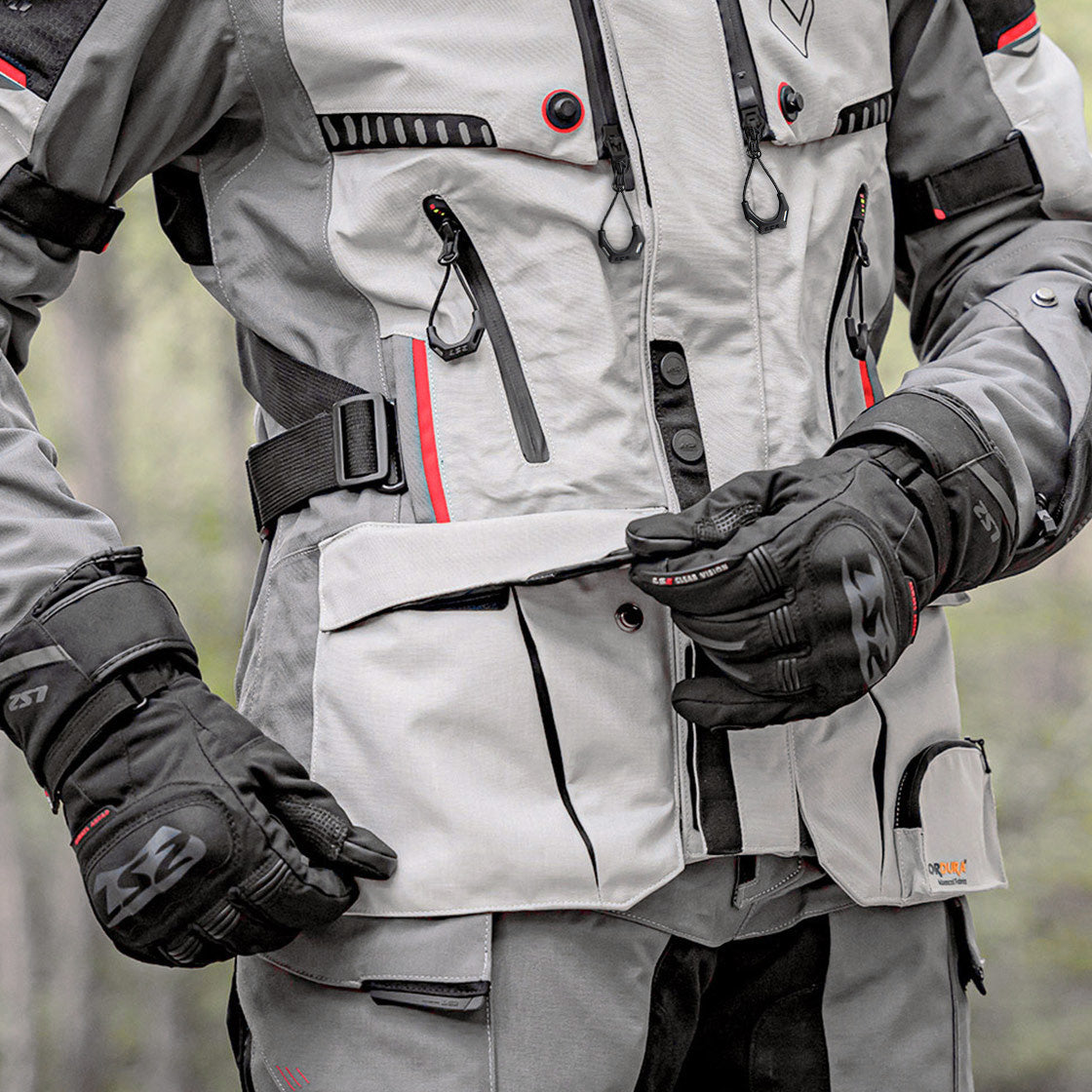 LS2 APOLLO MAN ALL WEATHER JACKET BLACK RED GREY
