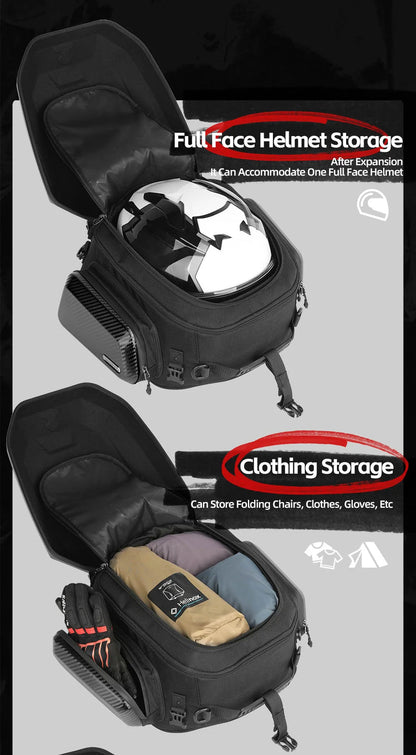 RHINOWALK 23–35L EXPANDABLE ABS TAIL BAG- MATTE BLACK