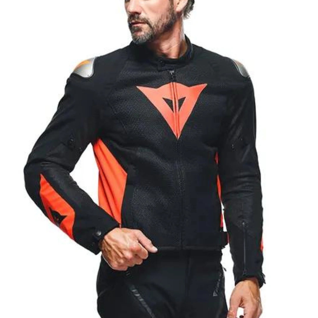 DAINESE ENERGYCA AIR TEX JACKET-BLACK/FLURO-RED