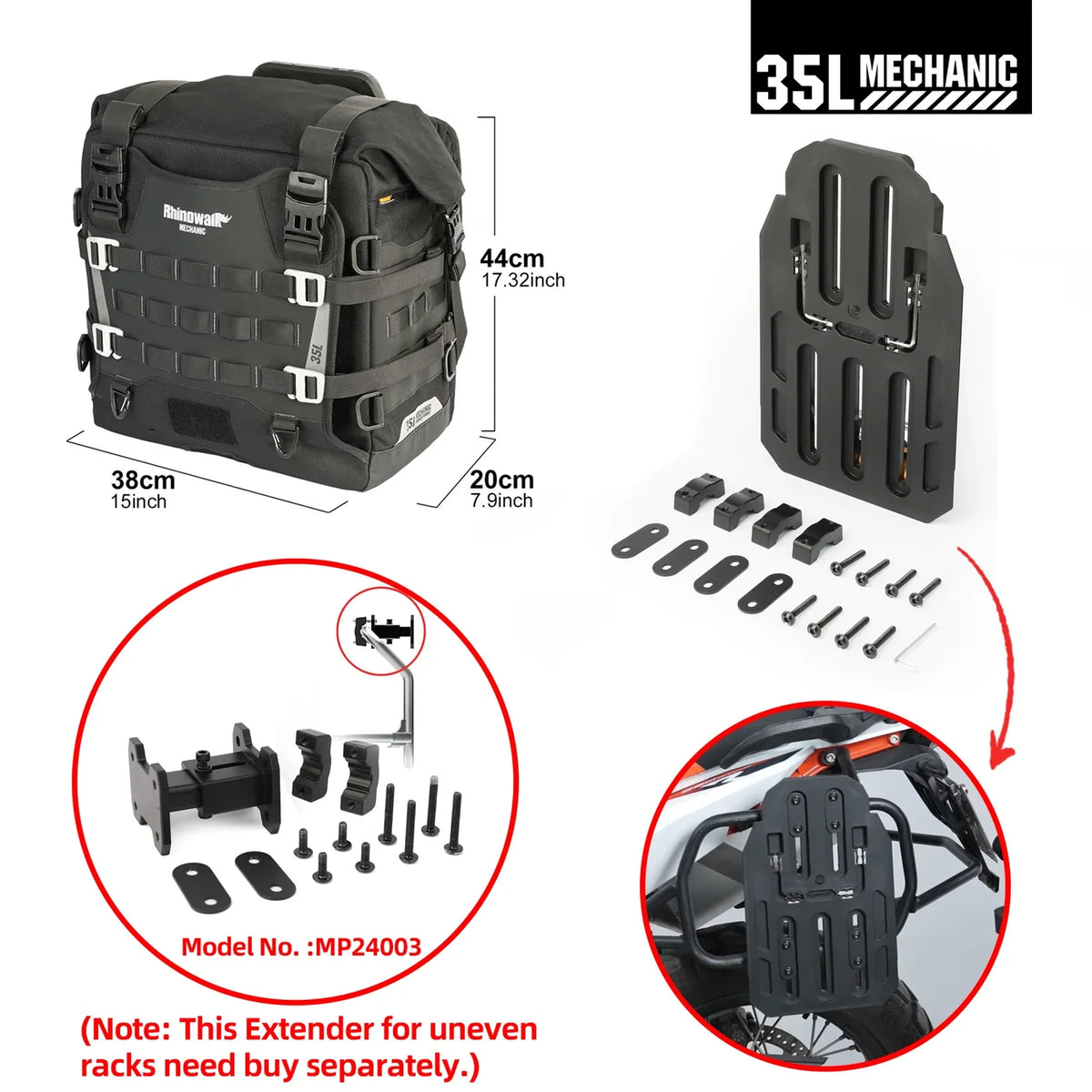 RHINOWALK 35L QUICK RELEASE SIDE PANNIER BAGS