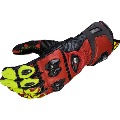 LS2 FENG RACING GLOVES RED H-V YELLOW