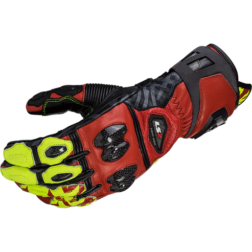 LS2 FENG RACING GLOVES RED H-V YELLOW