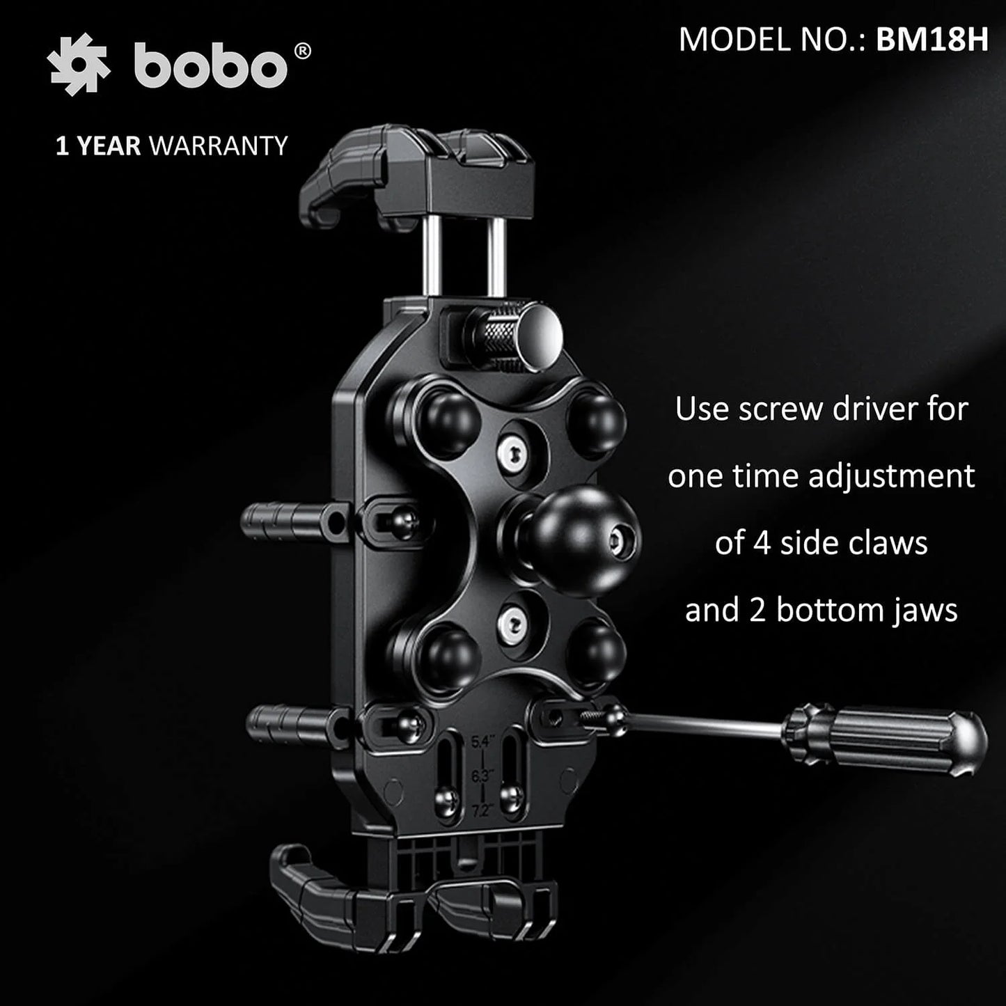 BOBO BM18 ANTI-VIBRATION BIKE PHONE HOLDER (WITH FAST 15W WIRELESS CHARGER & USB-C CHARGING MODULE) MOTORCYCLE MOBILE MOUNT