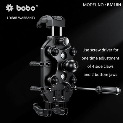 BOBO BM18 ANTI-VIBRATION BIKE PHONE HOLDER (WITH FAST 15W WIRELESS CHARGER & USB-C CHARGING MODULE) MOTORCYCLE MOBILE MOUNT
