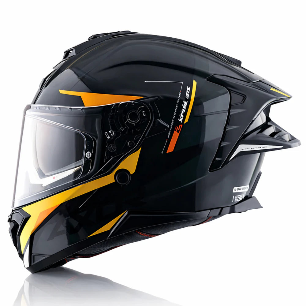 AXOR BRUTALE KRYPTIC DUAL SPOILER HELMET BLACK YELLOW