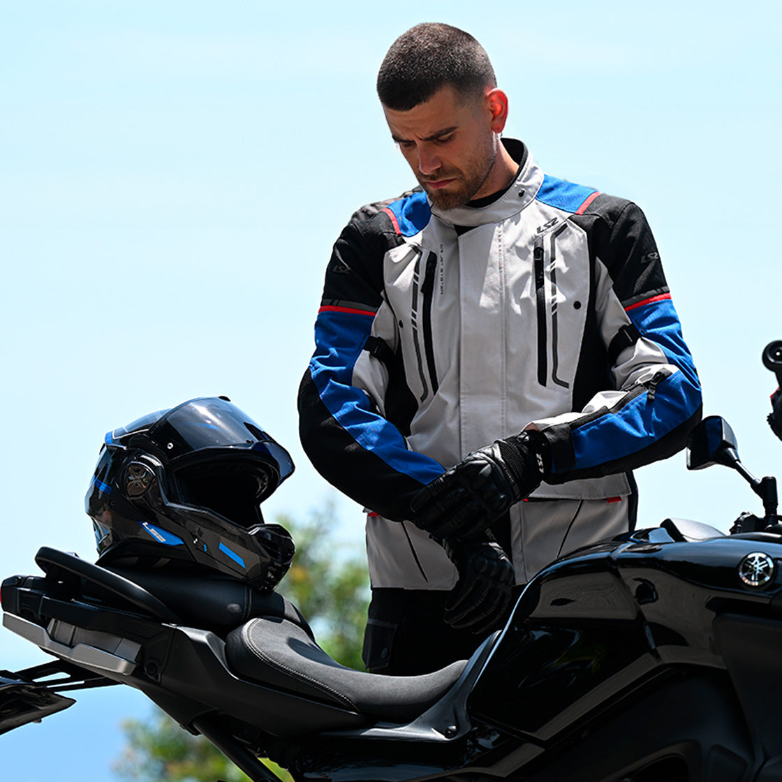 LS2 NARVIK MAN JACKET BLUE BLACK GREY RED