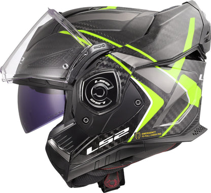 LS2 FF901 ADVANT X CARBON MODULAR HELMET - FUTURE II BLACK FLUO