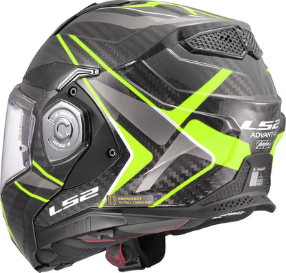 LS2 FF901 ADVANT X CARBON MODULAR HELMET - FUTURE II BLACK FLUO