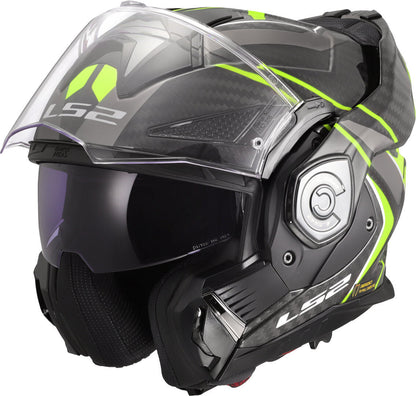 LS2 FF901 ADVANT X CARBON MODULAR HELMET - FUTURE II BLACK FLUO