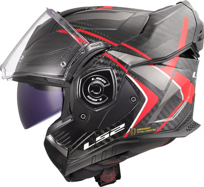 LS2 FF901 ADVANT X CARBON MODULAR HELMET - FUTURE II BLACK RED